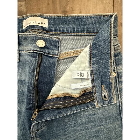 LOFT High Rise Flare Jeans in a Light Medium Blue Wash, Like New (Worn Once) - Picture 5 of 8